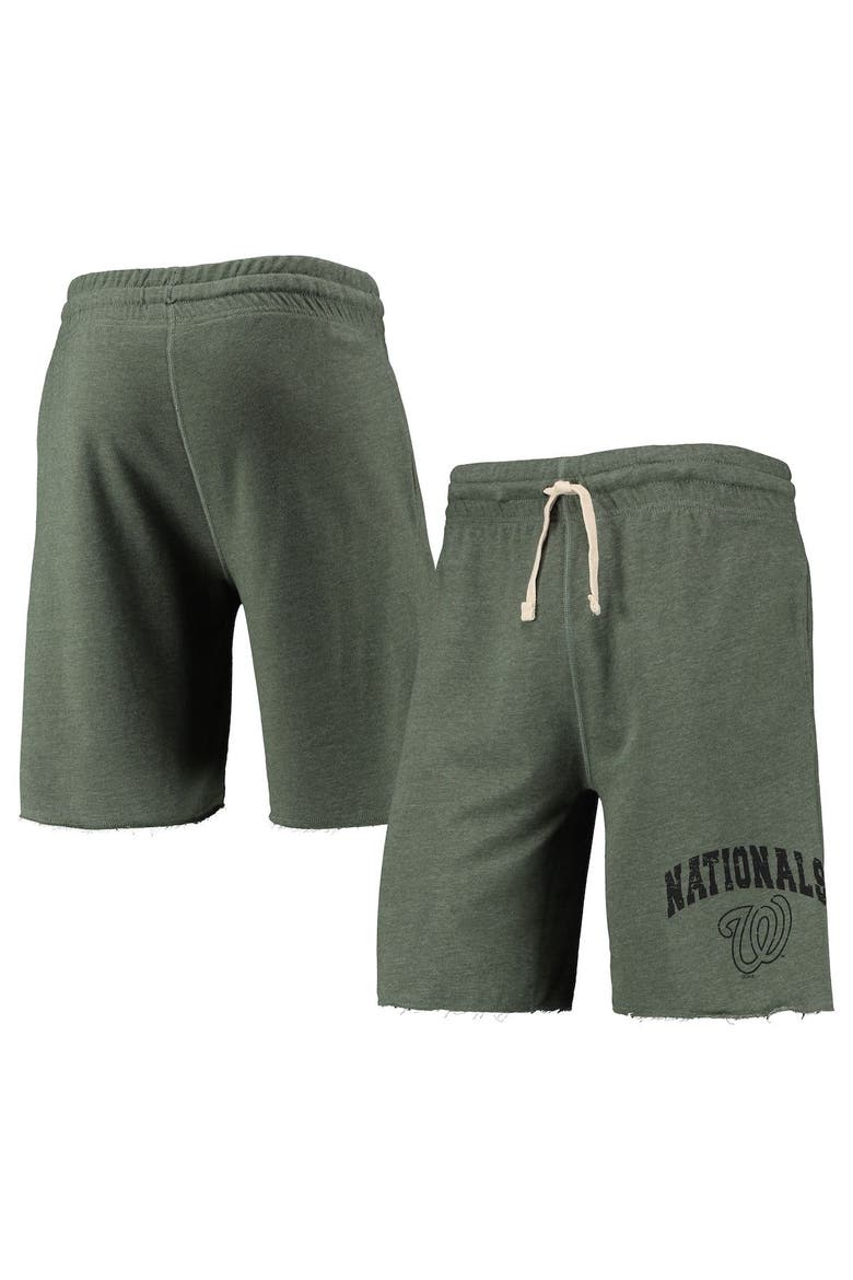 Men's Concepts Sport Heathered Green Washington Nationals Mainstream Logo Terry Tri-Blend Shorts, Main, color, Heather Green