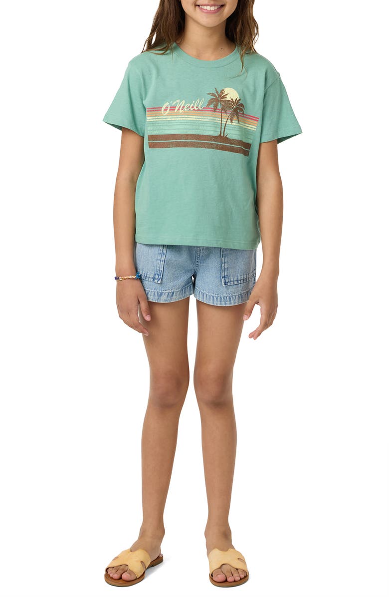 O'Neill Kids' Retro Stripe Cotton Graphic Skimmer T-Shirt, Alternate, color, Green
