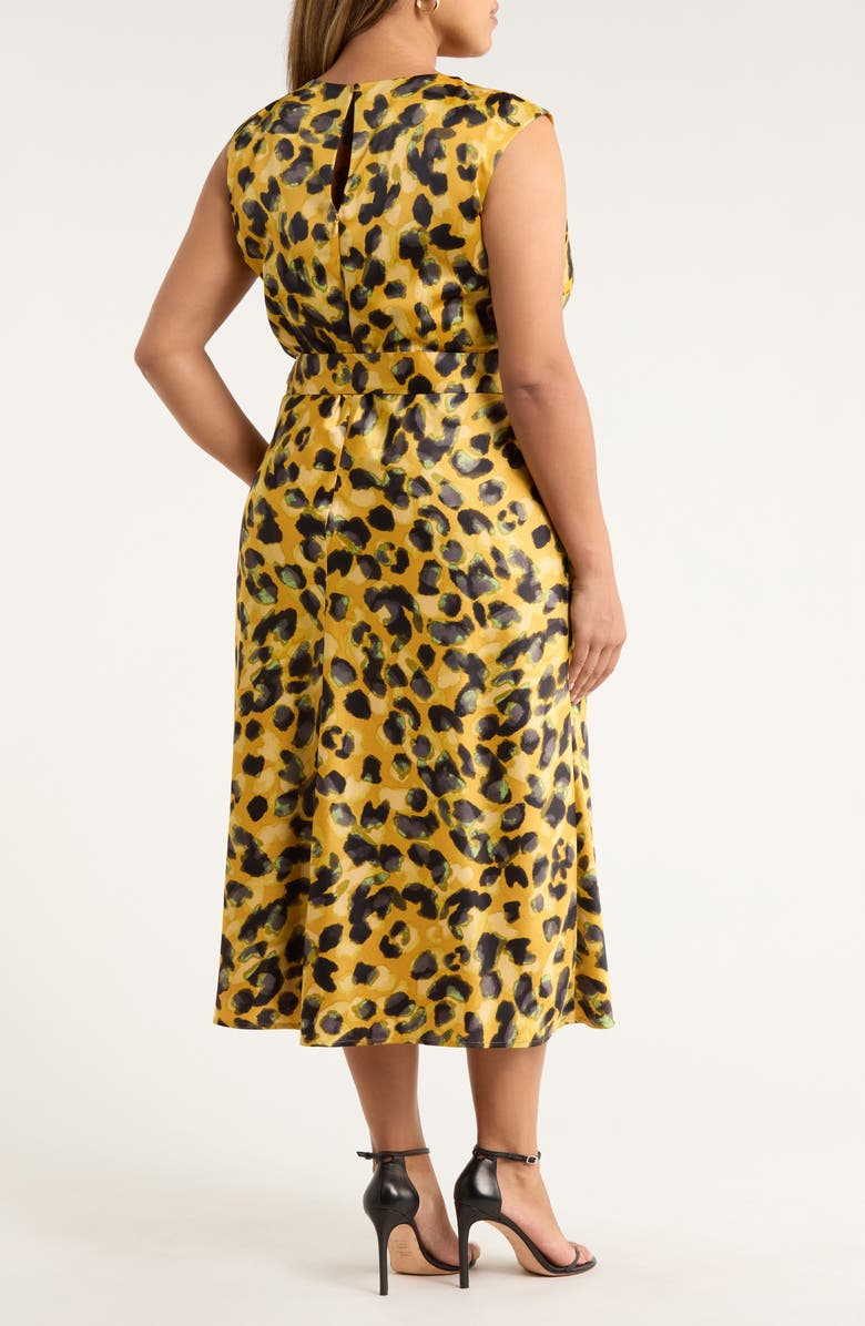 Tahari ASL Pleated Sleeveless Sleeveless Midi Dress, Alternate, color, Ginger Midi