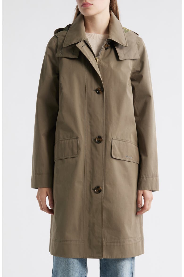 Hebrides Longline Waterproof Jacket with Removable Hood, Main, color, WINTER MOSS