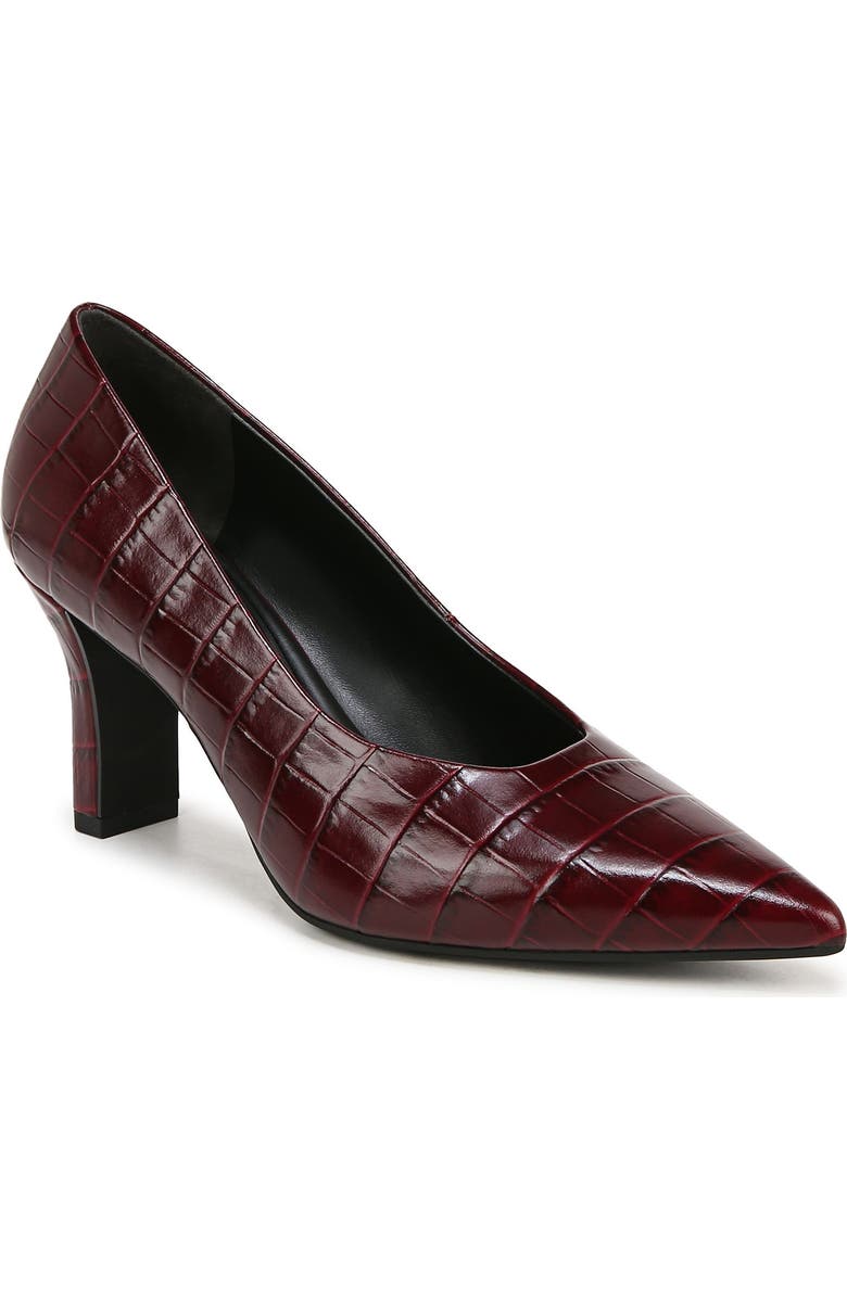 Vince Dianen Croc Embossed Pointed Toe Pump, Main, color, Deep Cherry