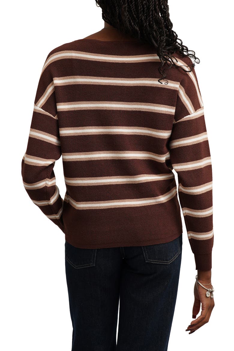 Striped Waffle Knit Sweater, Alternate, color, CAPPUCINO/ TOFFEE/ CREAM