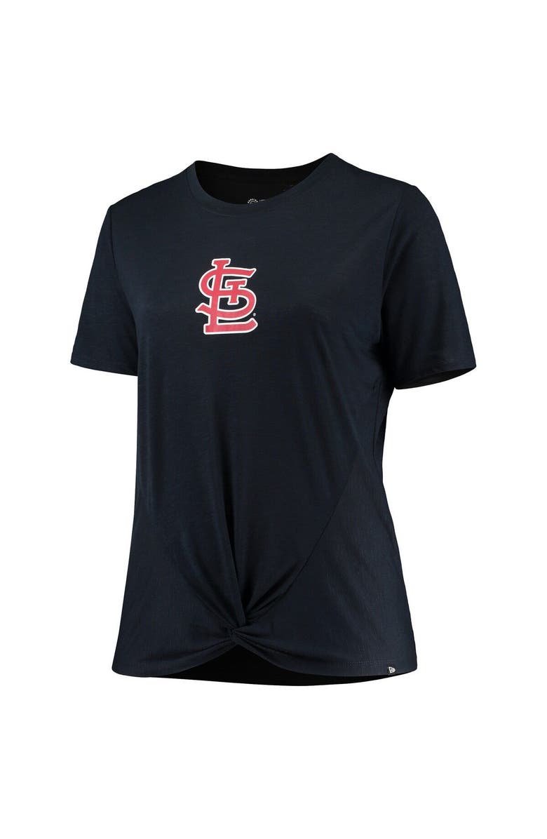 New Era Women's New Era Navy St. Louis Cardinals Plus Size 2-Hit Front Knot T-Shirt, Alternate, color, Navy