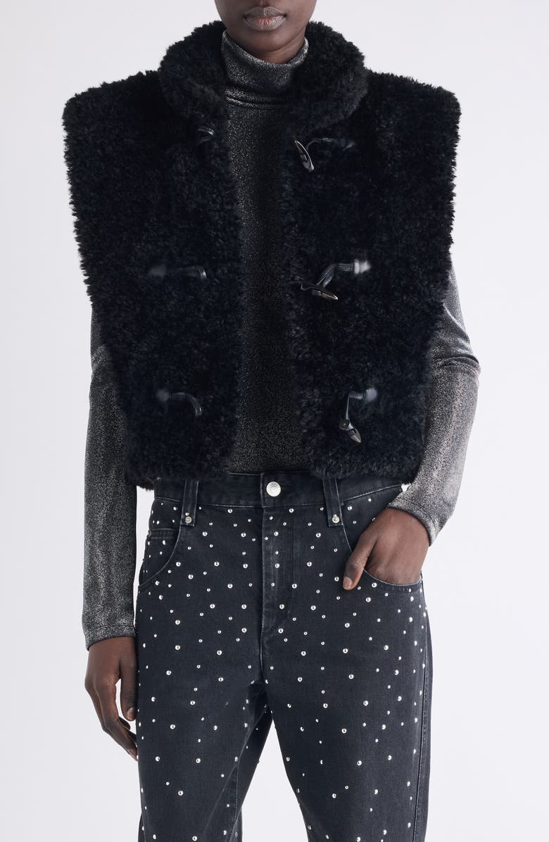 Isabel Marant Étoile Alisa Faux Shearling Vest, Main, color, Black