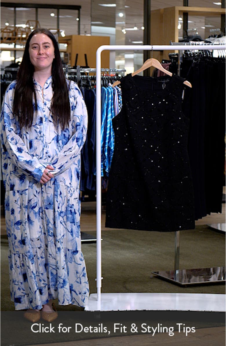 Sequin Sleeveless Tweed Mini Sheath Dress, sales video thumbnail