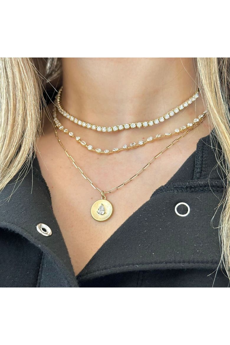 Pear Disc Lab Diamond Pendant in 14K, Alternate, color, Yellow Gold