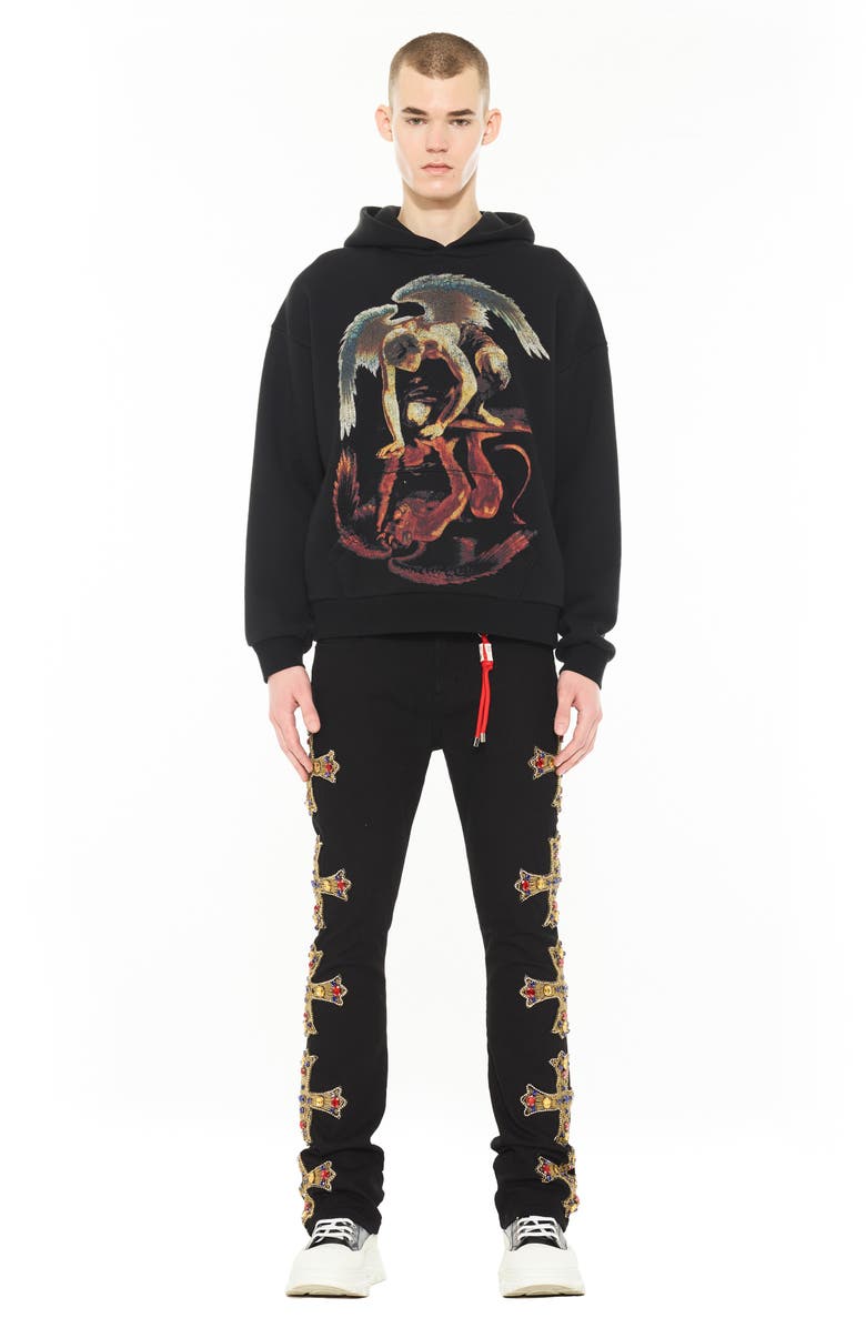 Cult of Individuality Repent Cotton Graphic Hoodie, Alternate, color, Black