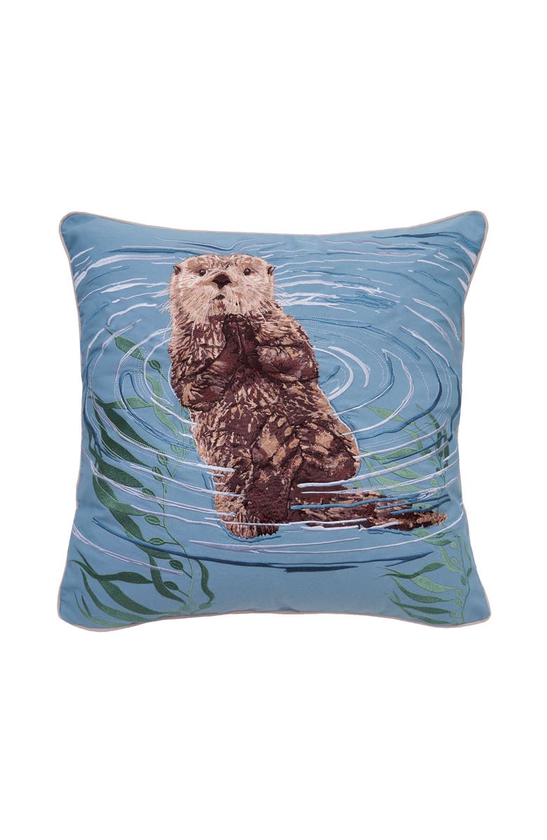RightSide Designs Sea Otter Pillow, Main, color, Blue