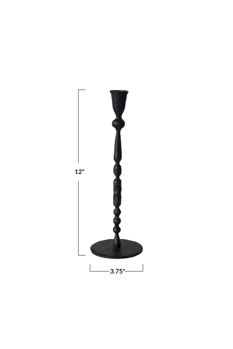 Decorative Hand-Forged Metal Taper Holder, Black, Alternate, color, Black