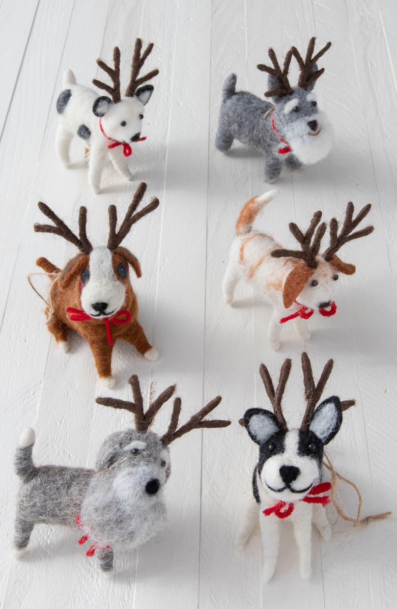 Balsam Hill Reindeer Funfest Felt Ornament Set, Alternate, color, Multicolor