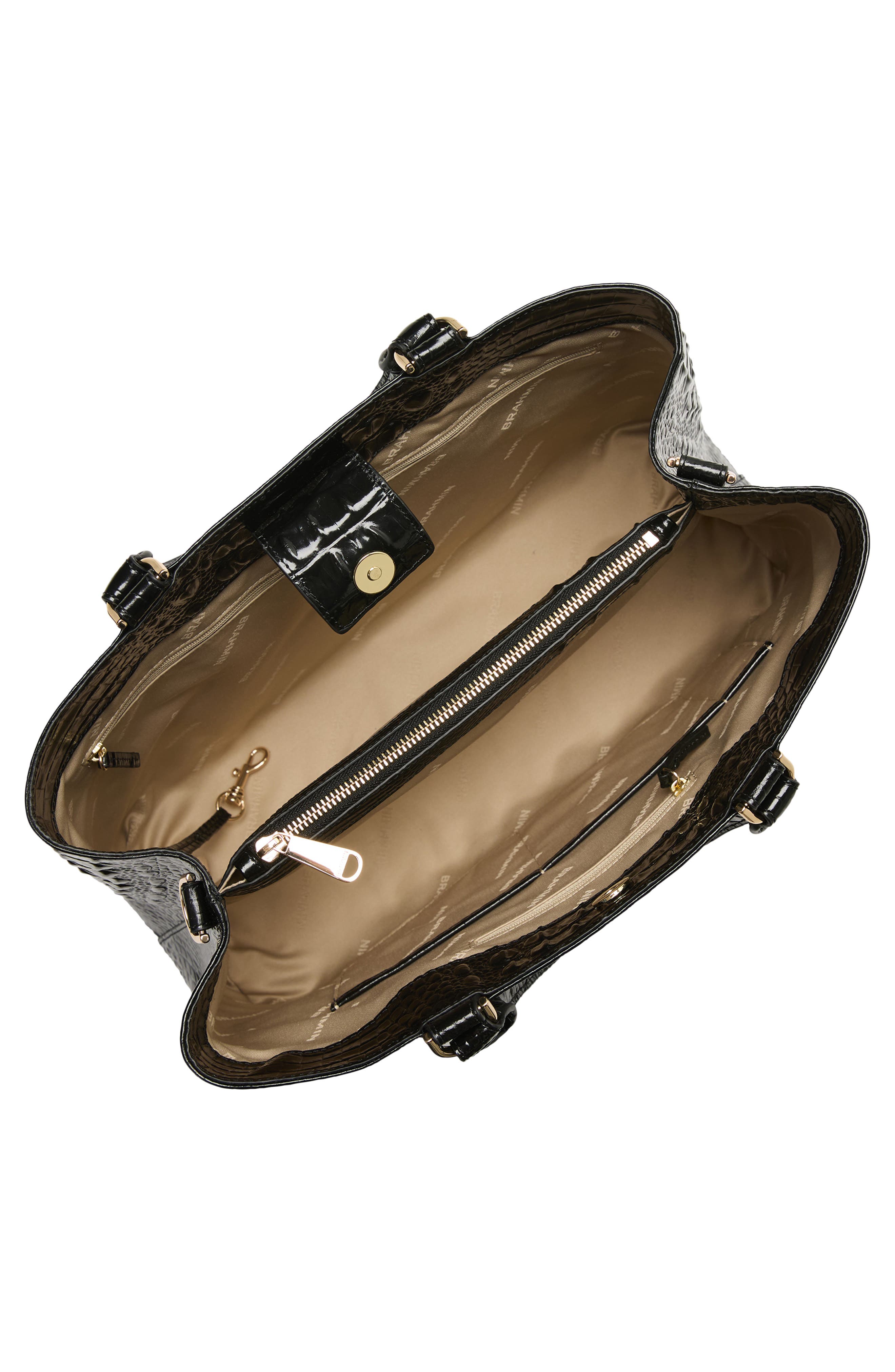 Brahmin Denise Croc Embossed Leather Tote, Alternate, color, Black