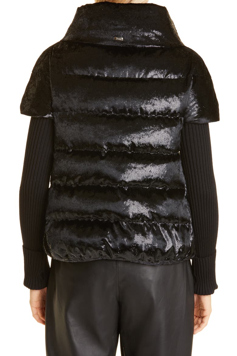 Cap Sleeve Quilted Down Jacket, Alternate, color, BLACK