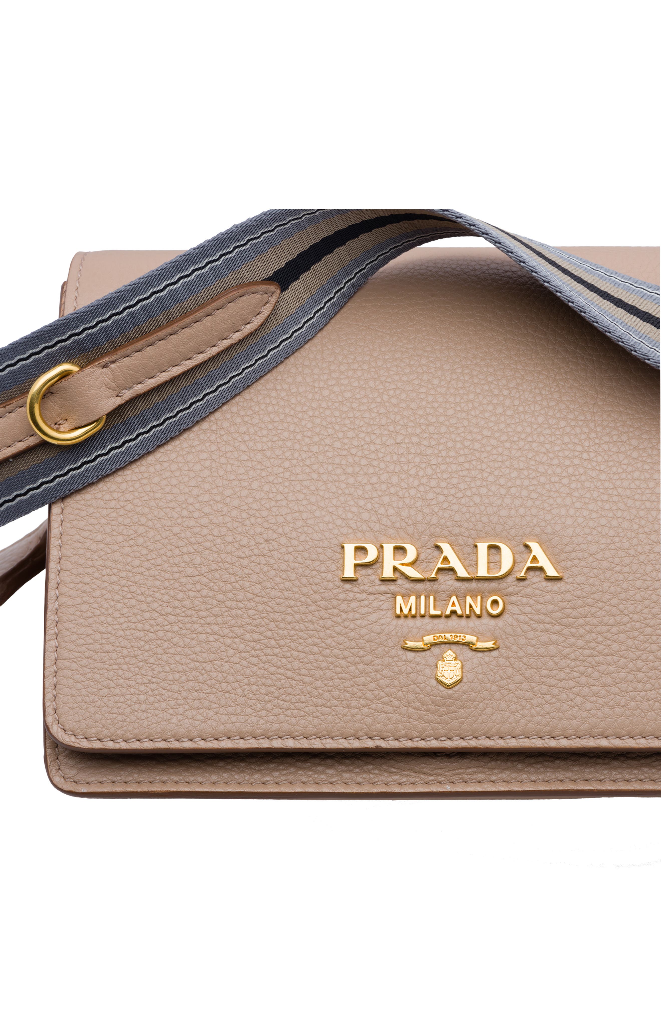 Prada Vitello Daino Double Compartment Leather Shoulder Bag, Alternate, color, 