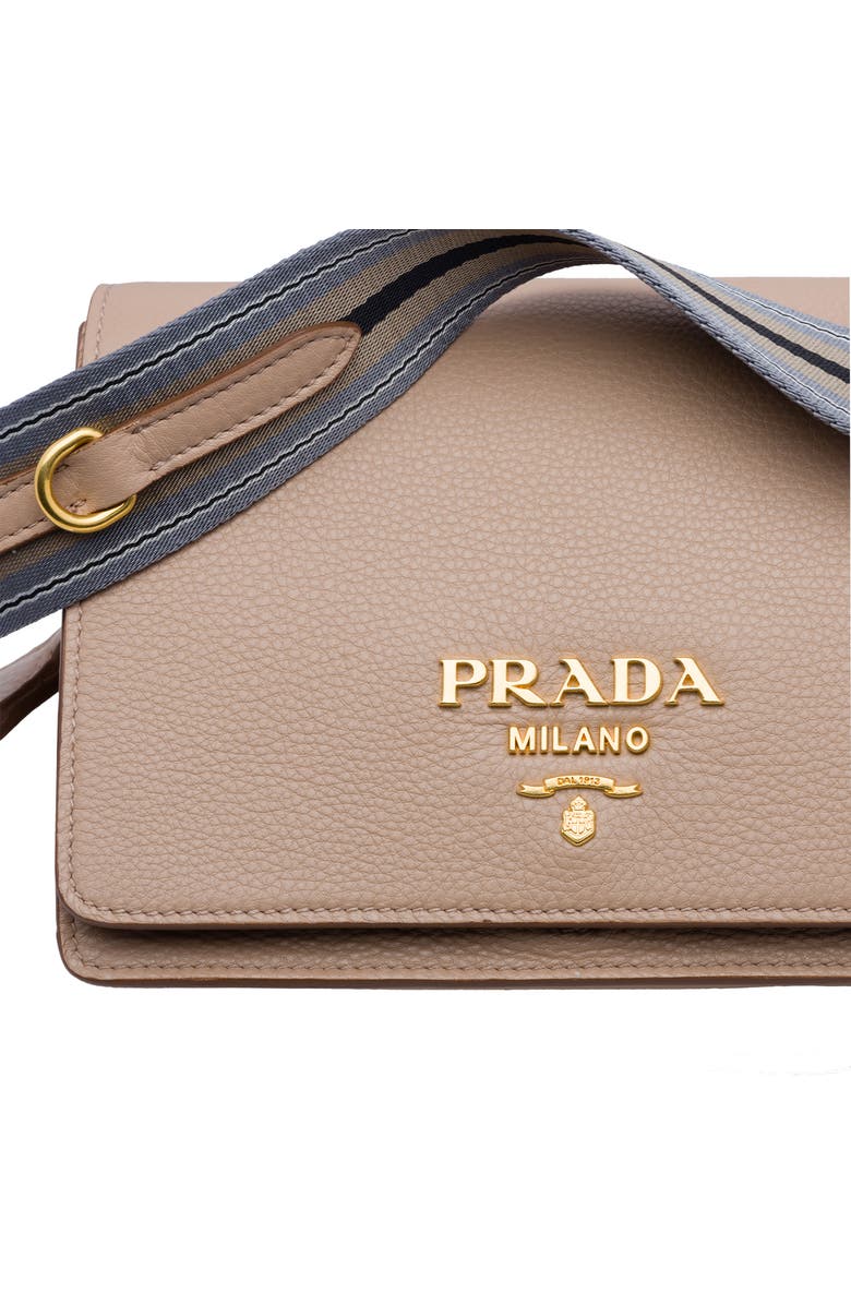Prada Vitello Daino Double Compartment Leather Shoulder Bag, Alternate, color,