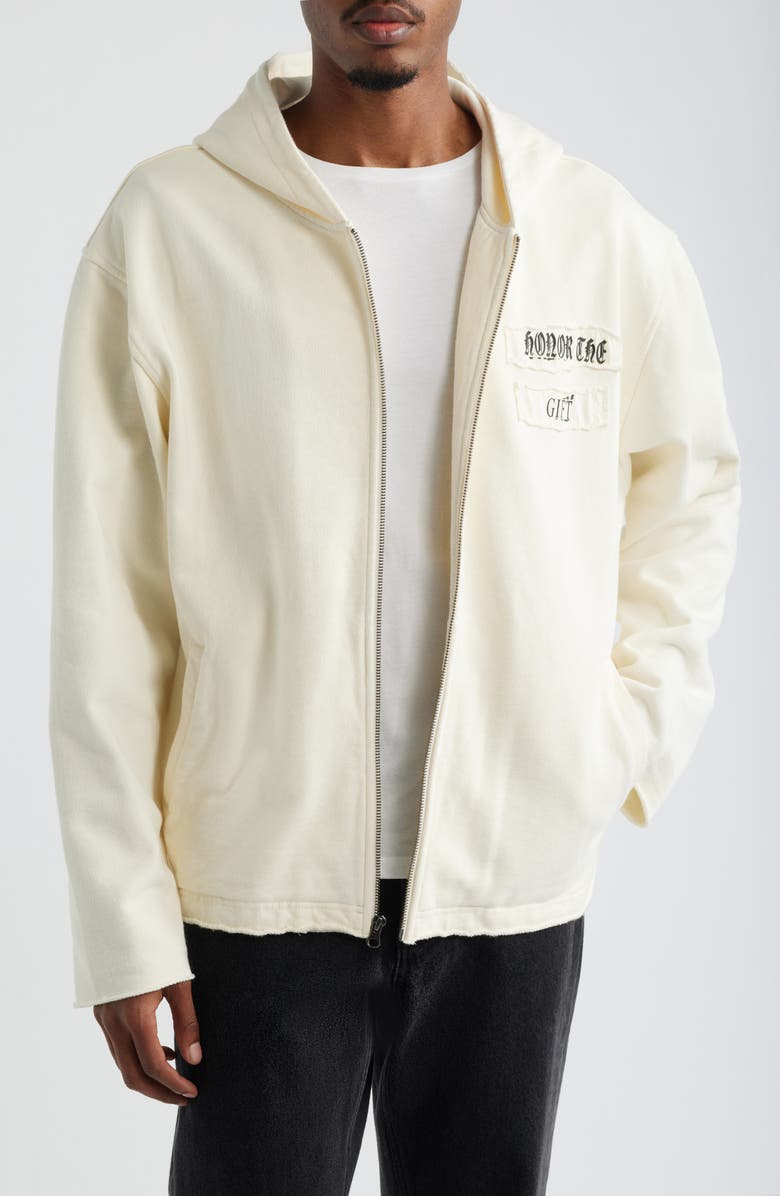 HONOR THE GIFT Running Sh*t Since 1988 Zip Hoodie, Main, color, White