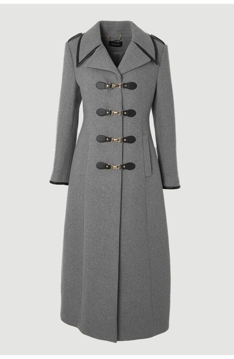 Karen Millen Military Tailored Midi Coat, Alternate, color, Grey