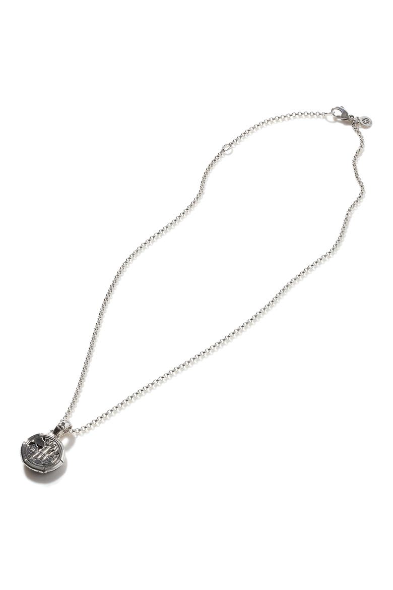 'Bamboo' Small Round Pendant Necklace, Alternate, color, BLACK