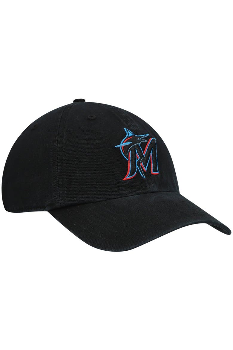 Men's '47 Black Miami Marlins Clean Up Adjustable Hat, Alternate, color, Black