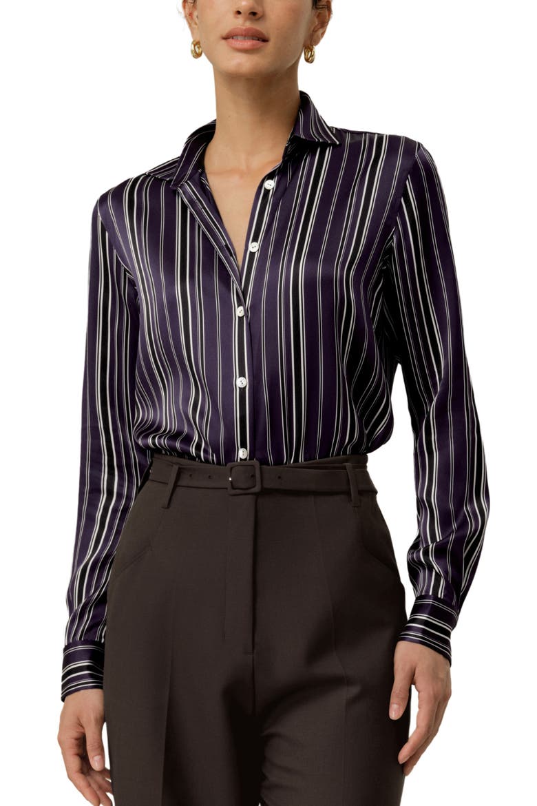 Women's Amethyst Regular Silk Shirt, Main, color, Amethyst