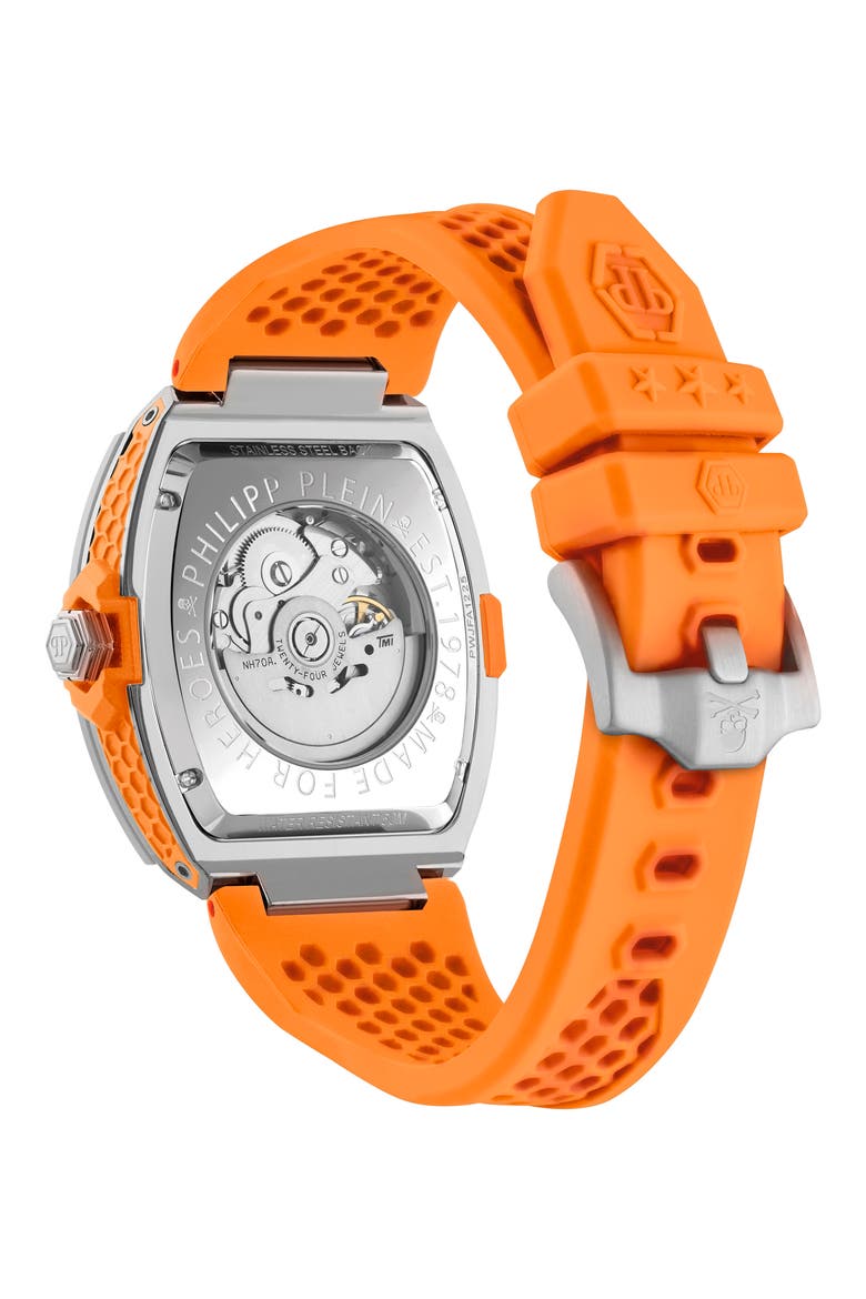 The $keleton Limited Edition Silicone Strap Watch, 44mm, Alternate, color, STAINLESS STEEL