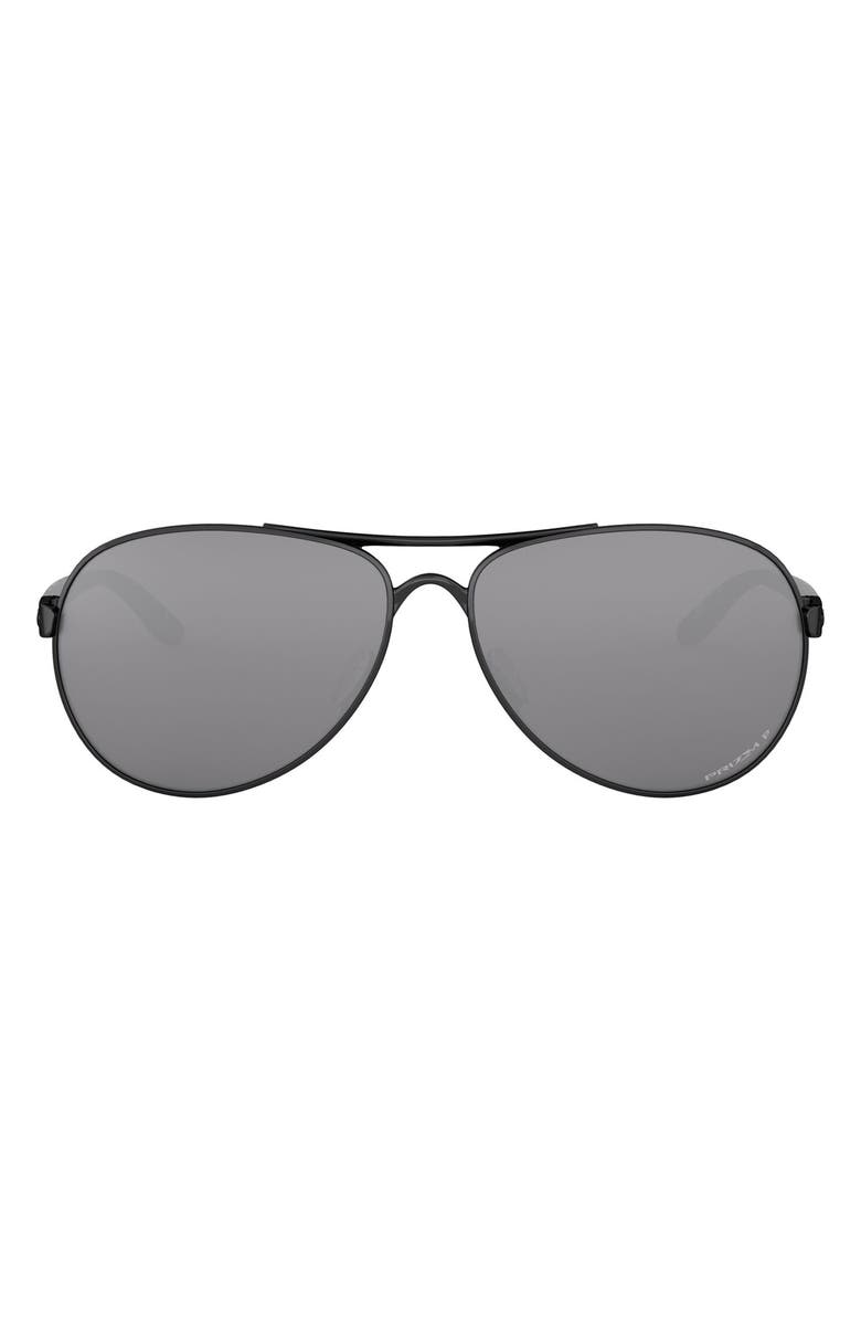 Oakley 59mm Polarized Aviator Sunglasses, Main, color, Black/ Silver