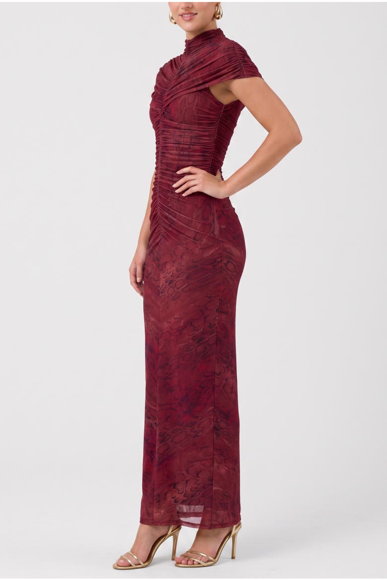 Delphine Caplet Midi Dress, Alternate, color, Dark Red
