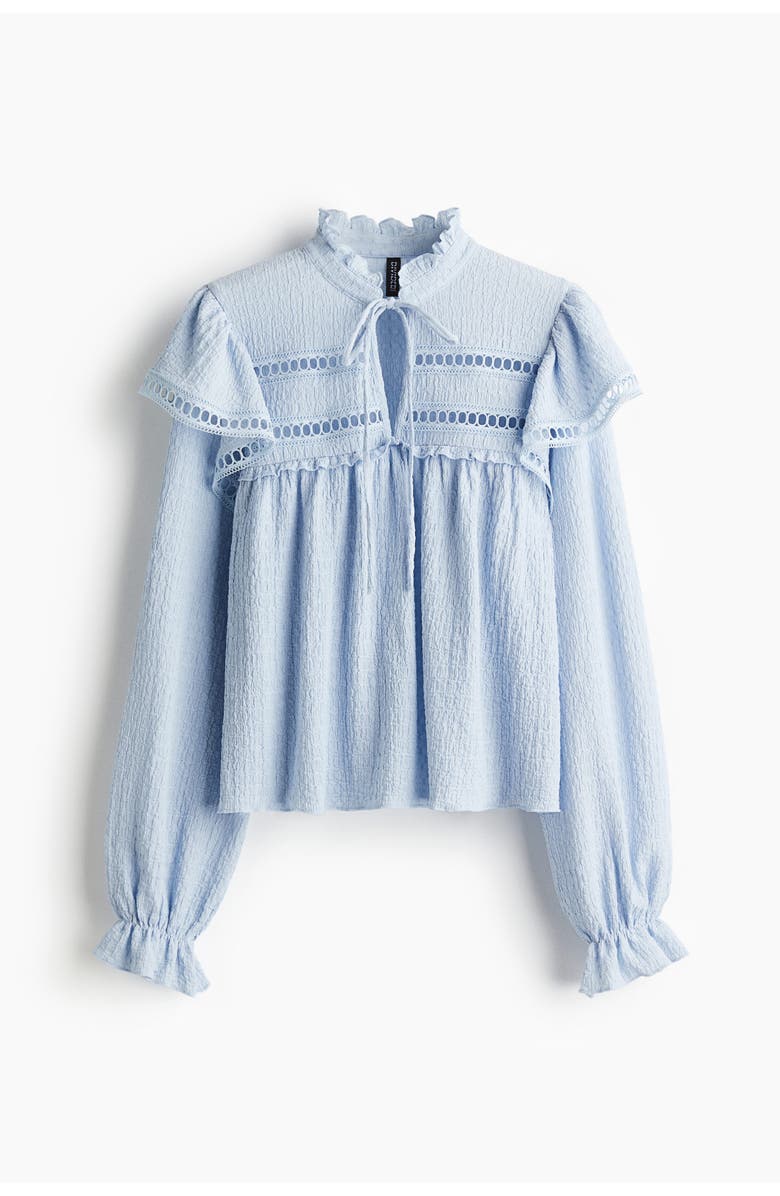 H&M Textured jersey blouse, Alternate, color, Light Blue