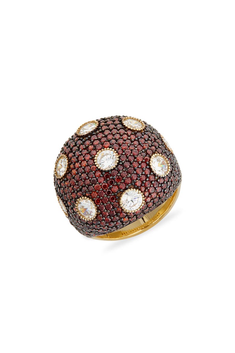 Sterling Silver Pavé CZ Dome Ring, Main, color, RED