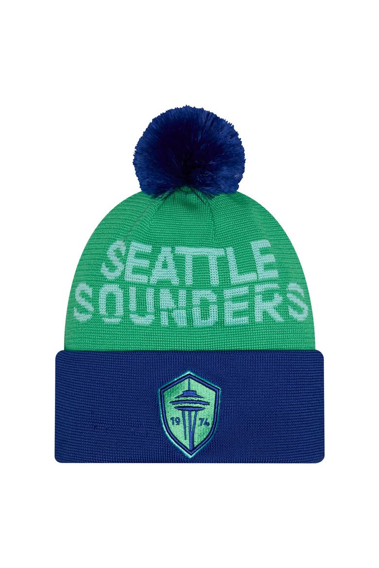 Men's New Era Green Seattle Sounders FC 2026 Jersey Hook Cuffed Pom Knit Hat, Main, color, Green