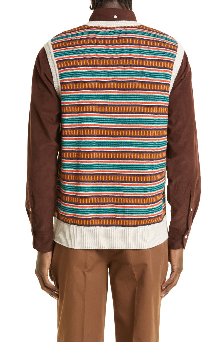 Drake's Stripe Cotton & Cashmere Sweater Vest, Alternate, color,