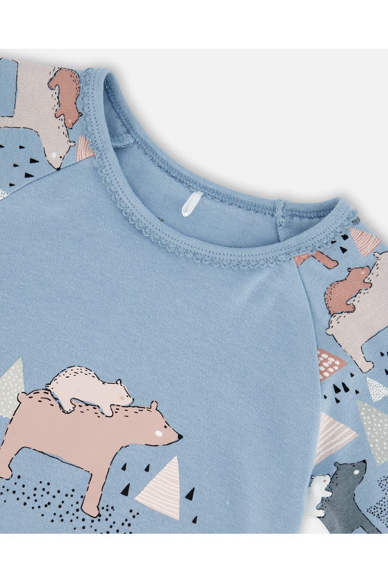 Baby Girl's Organic Cotton Two Piece Pajama Set Air Blue Printed Mama Bears, Alternate, color, Printed Mama Bears
