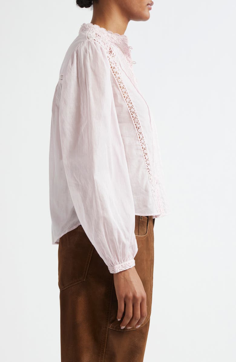 Isabel Marant Étoile Greicy Pintuck Tie Neck Cotton Top, Alternate, color, Light Pink