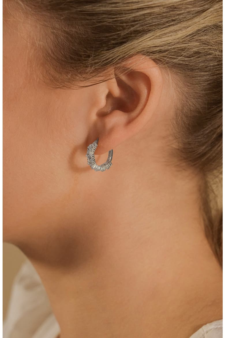 Georgia Cubic Zirconia Huggie Hoop Earrings, Alternate, color, SILVER