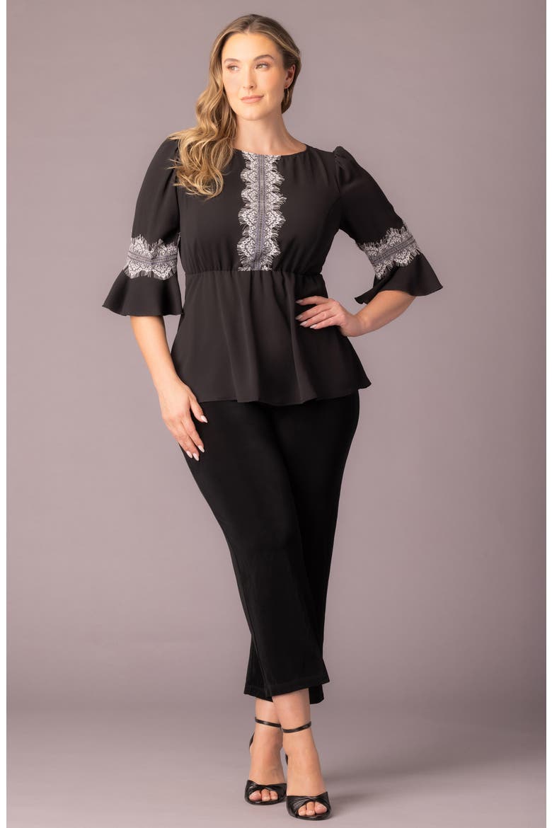 Chateau Lace Peplum Top, Alternate, color, BLACK NOIR
