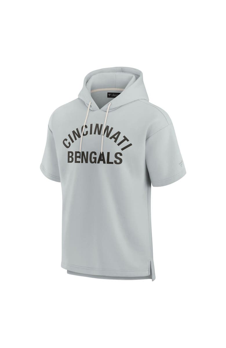 Fanatics Signature Unisex Fanatics Signature Gray Cincinnati Bengals Elements Super Soft Fleece Short Sleeve Pullover Hoodie, Alternate, color, Gray