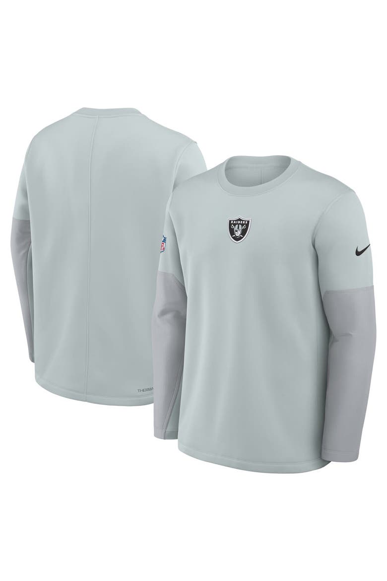 Men's Nike Silver Las Vegas Raiders Sideline Coach Therma-FIT Long Sleeve T-Shirt, Alternate, color, Silver