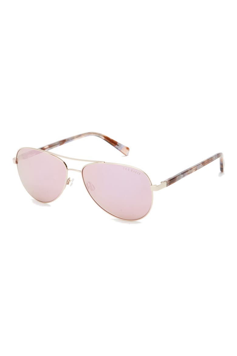 57mm Aviator Sunglasses, Alternate, color, PINK