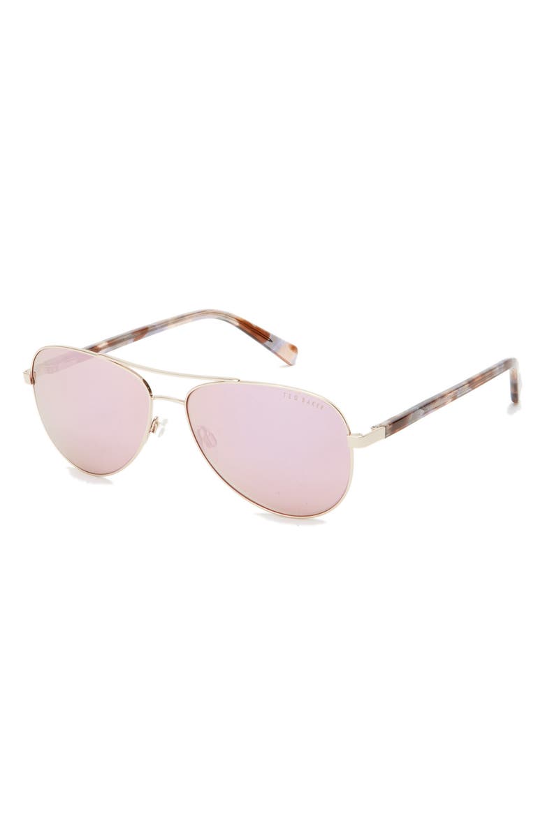 Ted Baker London 57mm Aviator Sunglasses, Alternate, color, Pink
