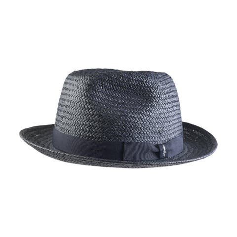 Men's Classic Straw Fedora with Grosgrain Hatband