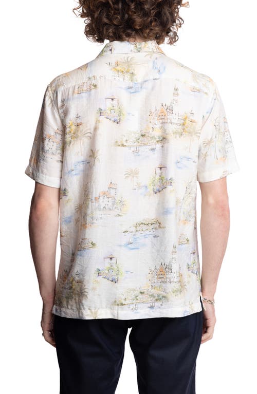Paisley & Gray Cotton Camp Shirt In White