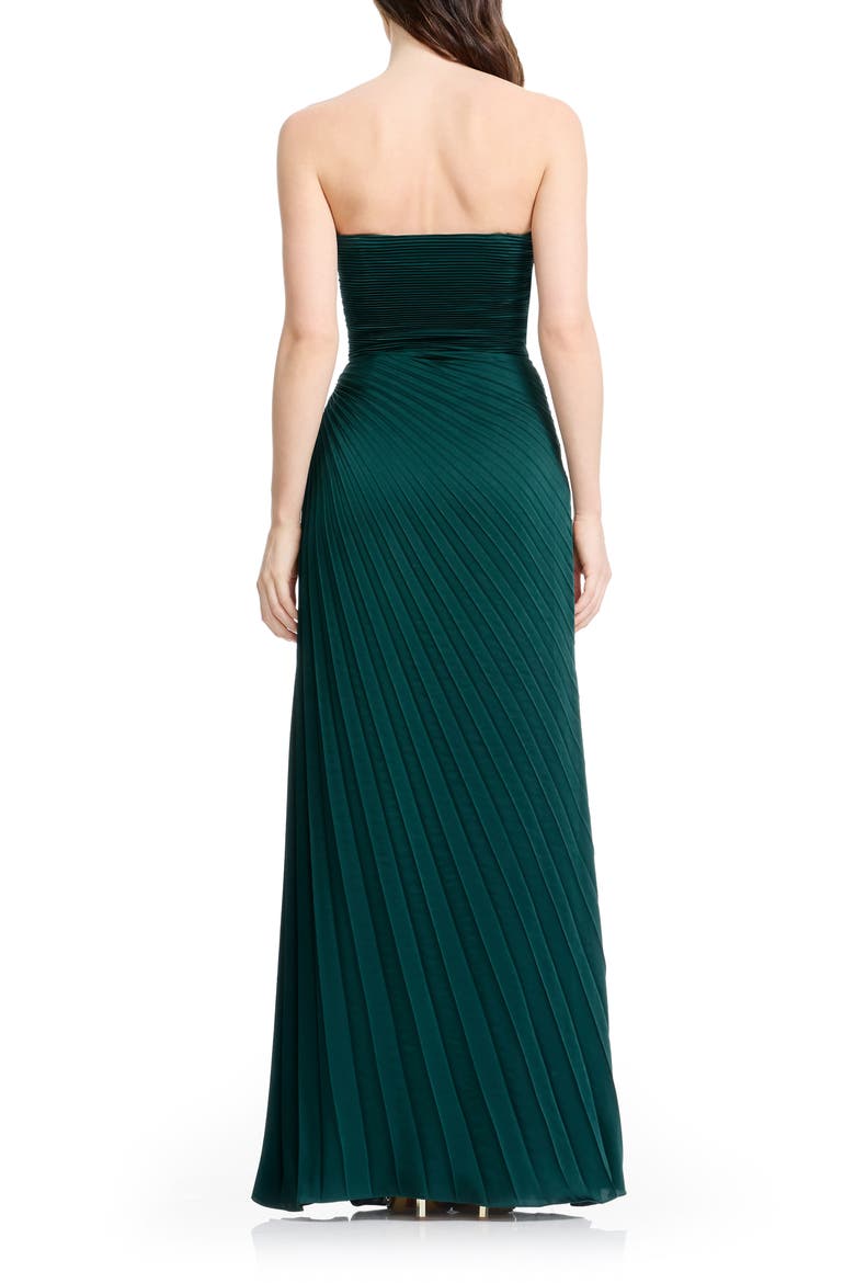 Kinley Accordion Pleat Strapless Evening Gown, Alternate, color, PINE