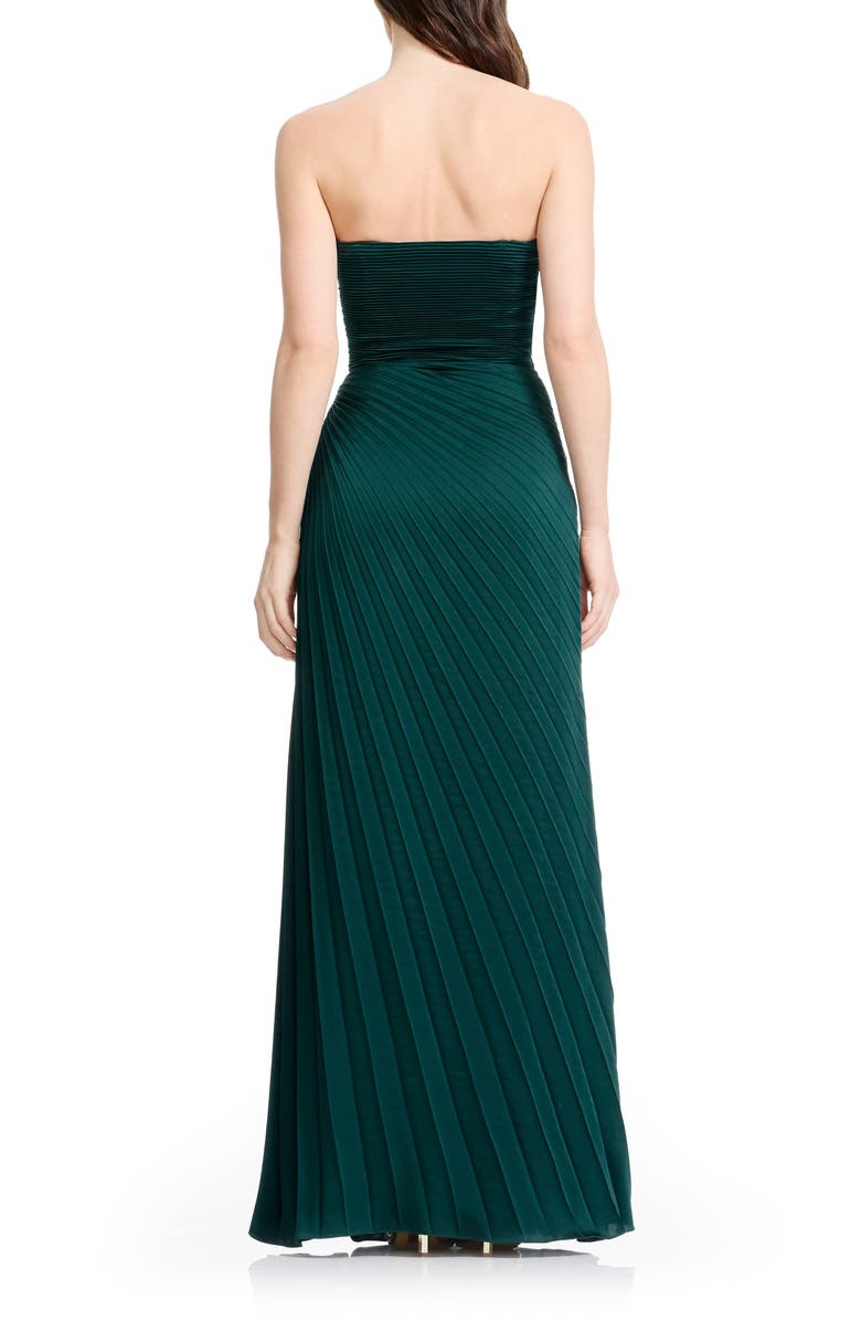 Dress the Population Kinley Accordion Pleat Strapless Evening Gown, Alternate, color, Pine