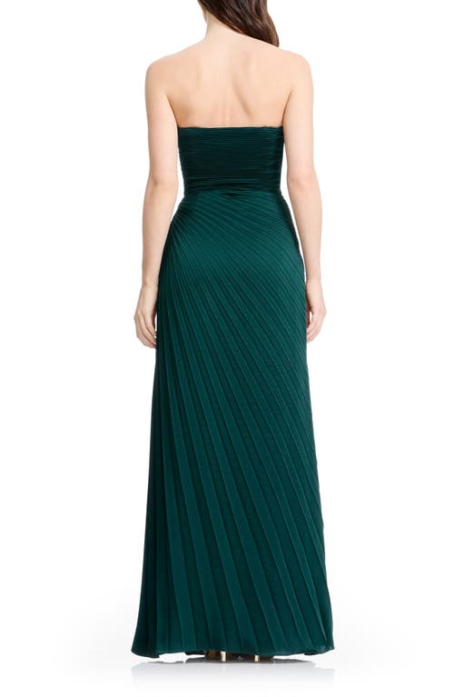 Dress The Population Women's Kinley Strapless Pleated A-line Maxi Dress In Green
