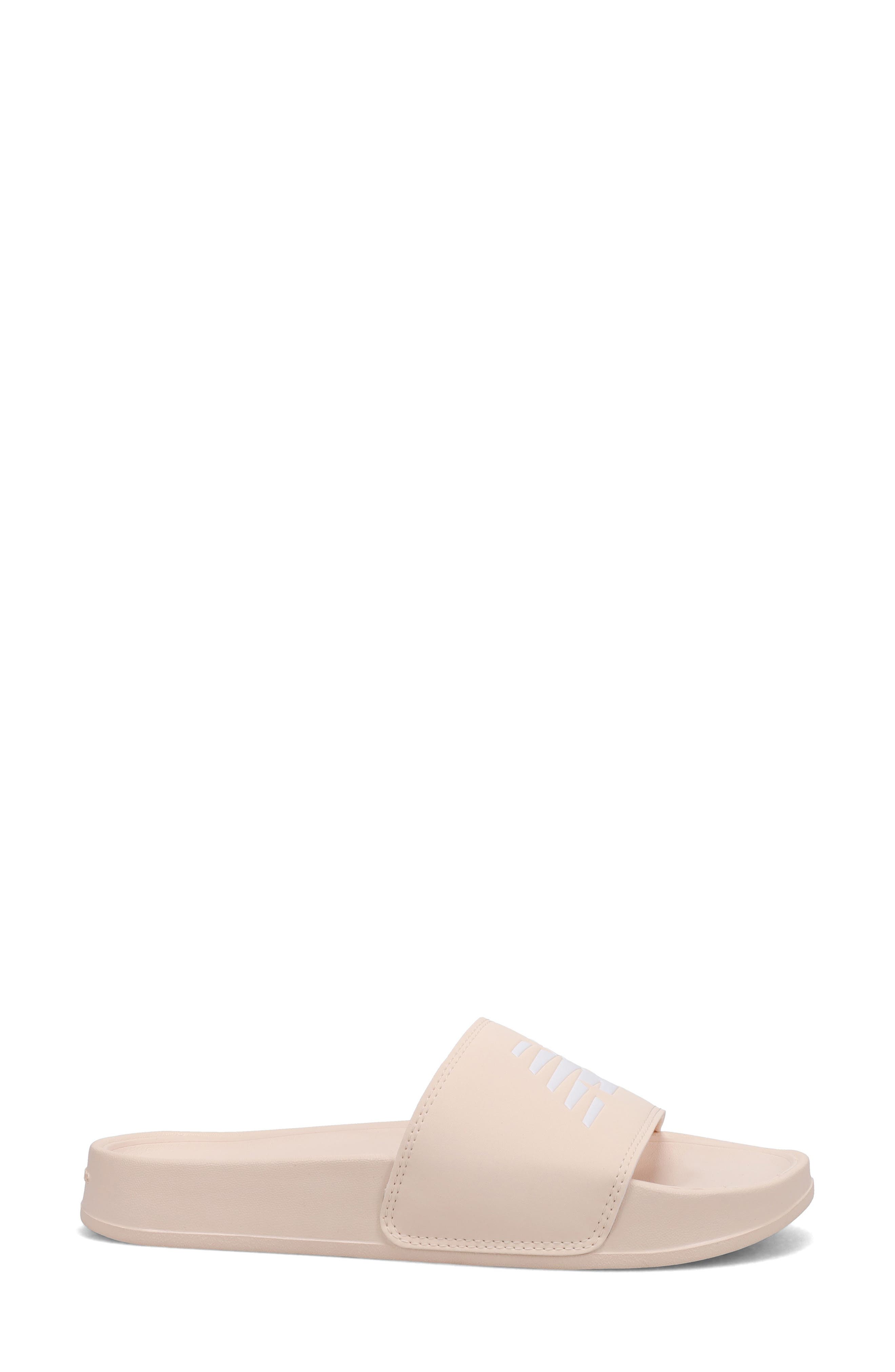 200 Faux Fur Slide Sandal, Alternate, color, VINTAGE ROSE/ WHITE