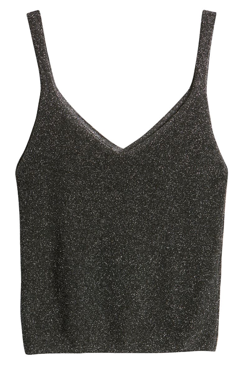 Kling Metallic Knit Tank, Alternate, color, BLACK