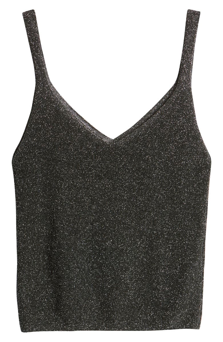 MANGO Kling Metallic Knit Tank, Alternate, color,