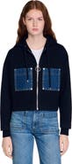 SANDRO Knit and denim sweatshirt