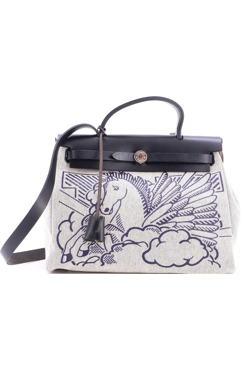 Pre-Owned Hermes Herbag Zip Pegase Pop Toile and Leather 31, Main, color, Bleu Indigo