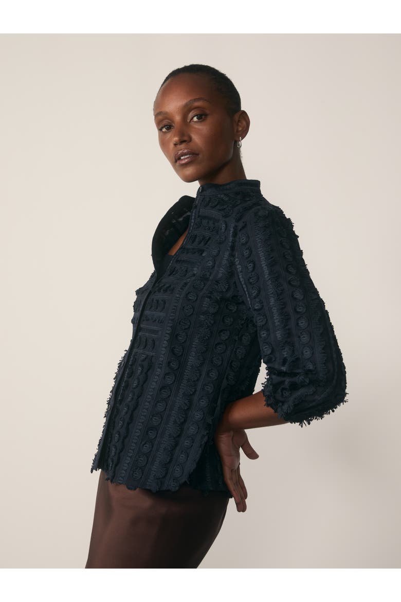 Nola Mandarin Collar Blouse, Alternate, color, Navy