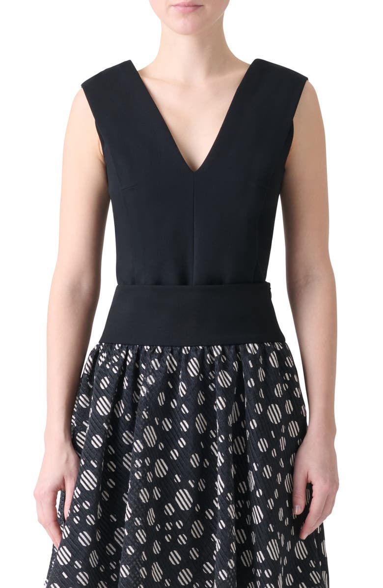 Akris punto Sleeveless Double Face Fitted Top, Main, color, Black